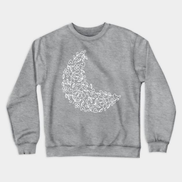 White (negative Space) Floral Moon Crewneck Sweatshirt by Designs by Katie Leigh